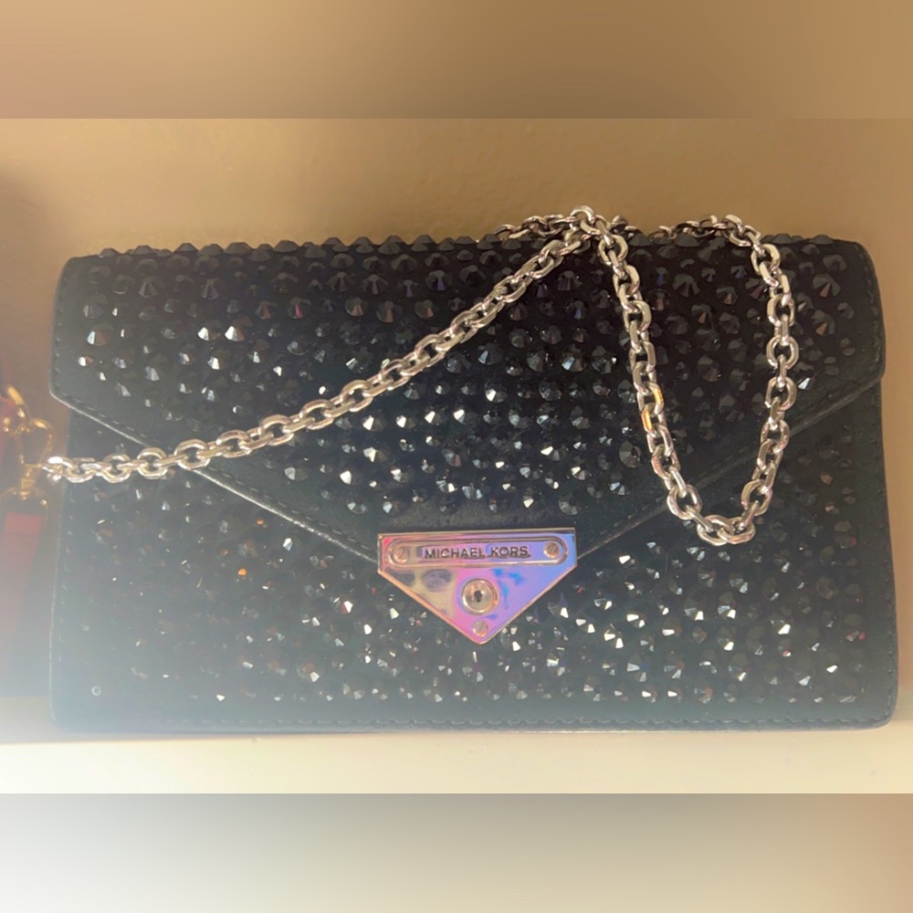 Stunning diamond black mk crossbody